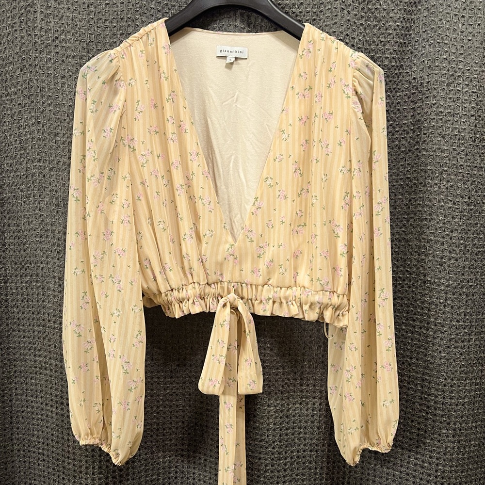 Gianni Bini Chiffon Tie Front Blouse Size Large